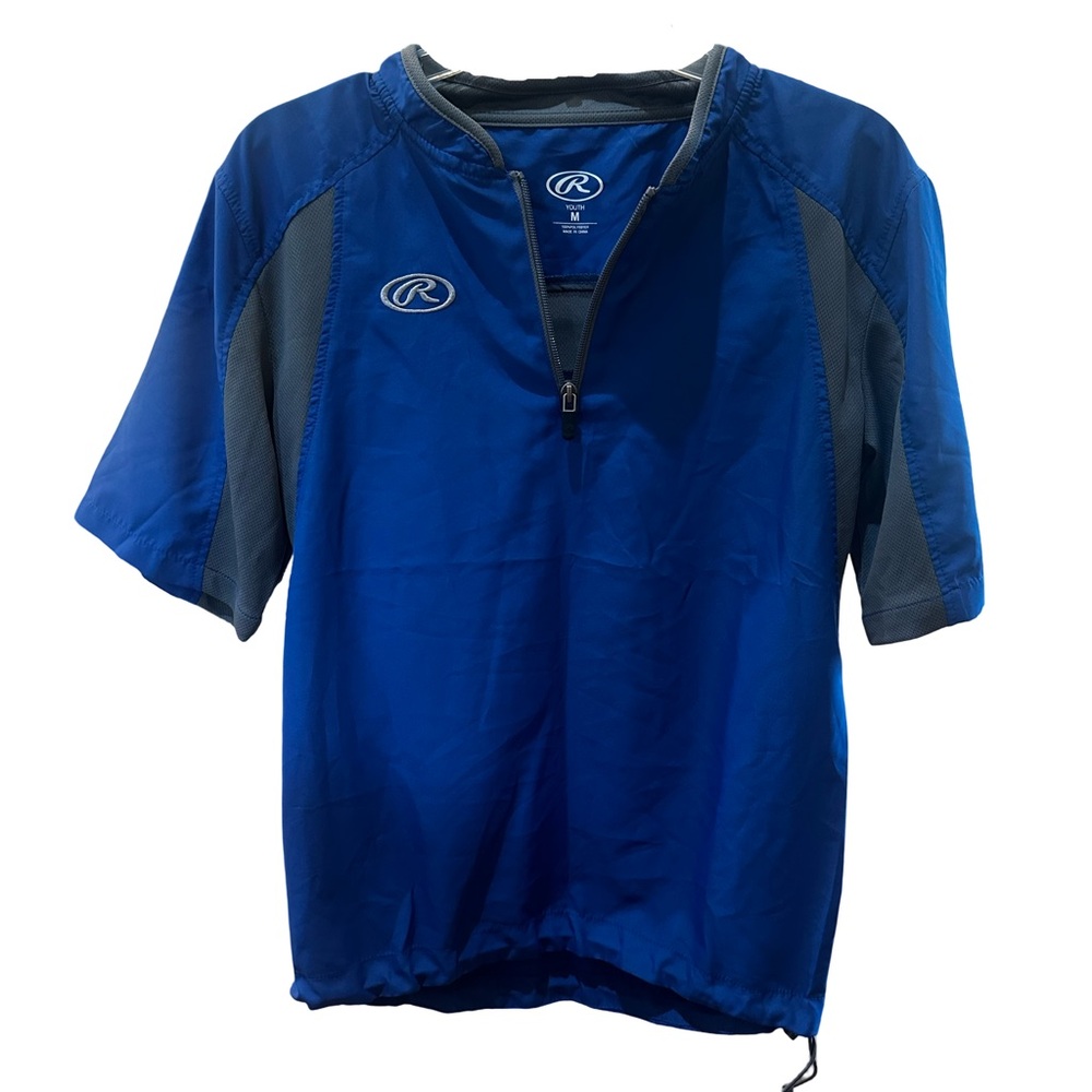 Rawlings Short Sleeve Quarter Zip Baseball Pullover Wind Breaker Youth Medium YM